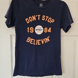 Navy Graphic Tee with Orange Text